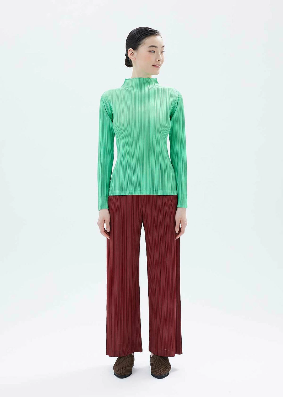 Pleats Please Wide Leg Bordeaux Pants 2 Pleats Please Wide Leg Bordeaux Pants