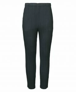 Pleats Please Slim Straight Charcoal Pants