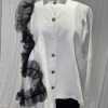 MSquare Black Chiffon White Linen Shirt Tops