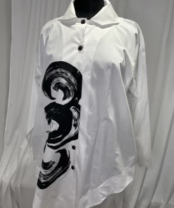 MSquare White Cotton Long Stroke Shirt Tops