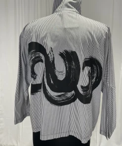 MSquare Gray Pinstripe Cropped Asymmetrical Stroke Shirt