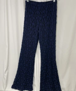 Andria Lieu Navy Dots Lace Wide Leg Pants