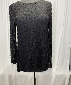 Andria Lieu Black Dots Lace Betsy Top Tops