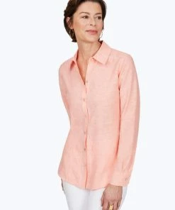 Foxcroft Tops Jordan Non-Iron Linen Shirt