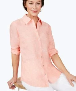 Foxcroft Tops Jordan Non-Iron Linen Shirt