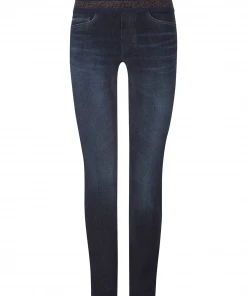 Cambio Philia Dark Navy Wash Pull On Jeans Sparkly Band