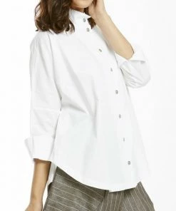 MSquare Tops White Crisp Circular Shirt