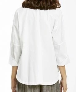 MSquare Tops White Crisp Circular Shirt
