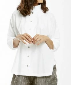 MSquare Tops White Crisp Circular Shirt