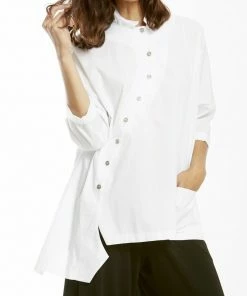 MSquare White Crisp Crooked Shirt