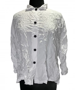 MSquare Tops White Crinkle Mandarin Swing Shirt