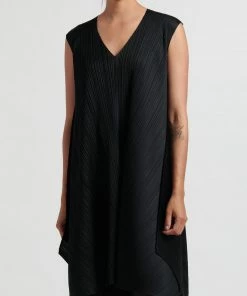 Pleats Please Dresses Overlapped Drawstring Dress