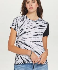 GOLDIE Horizontal Black & White Tie Dye Boy Tee Tops