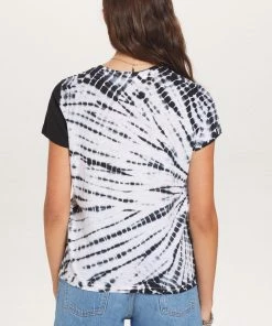 GOLDIE Horizontal Black & White Tie Dye Boy Tee Tops