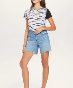 GOLDIE Horizontal Black & White Tie Dye Boy Tee Tops