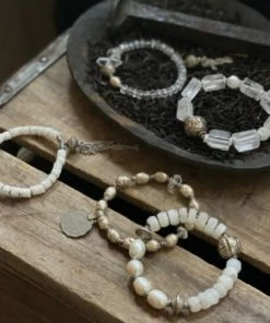 Mya Lambrecht Accessories Crystal Pearl And Patina Bracelet Set