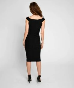 Nicole Miller Off The Shoulder Black Dress