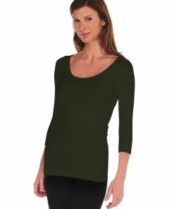 Tees By Tina 3/4 Sleeve Solid Tee Tops