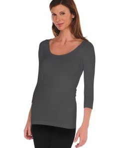 Tees By Tina 3/4 Sleeve Solid Tee Tops