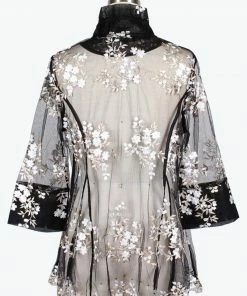 DAMEE Flower Embroidery Flare Jacket