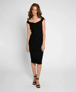 Nicole Miller Off The Shoulder Black Dress