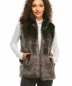 Fabulous Furs Graphite Mink Faux Fur Vest Vests