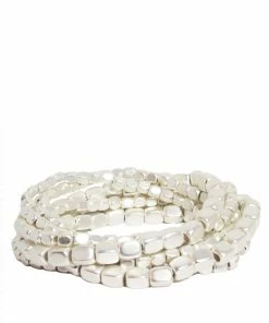 Marlyn Schiff Matte Silver Seven Strand Bracelet Set