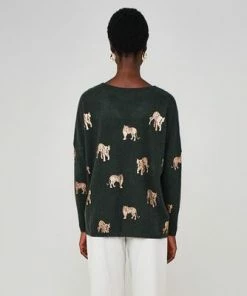 Brodie Cashmere Tiger Foil Crewneck Sweater