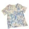 LUNA LUZ Tops Blue Ice Edgy Linen Tee