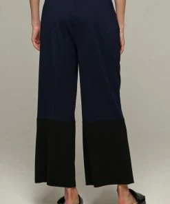 Ozai N Ku Front Hem Slit Blue Trouser Pants