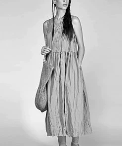 Baci Navy Crinkle Tank Dress