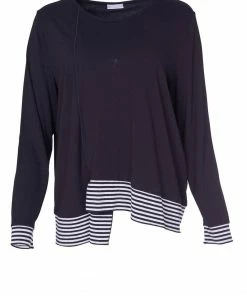 Naya Black Top Striped Hemline