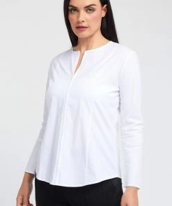 PEACE OF CLOTH London Invisible Zipper White Woven Shirt Tops