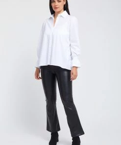 PEACE OF CLOTH Tops Madrid Pleated Sleeve & Cuff Opening White Shirt With Flounce Back 7 PEACE OF CLOTH Tops Madrid Pleated Sleeve & Cuff Opening White Shirt With Flounce Back