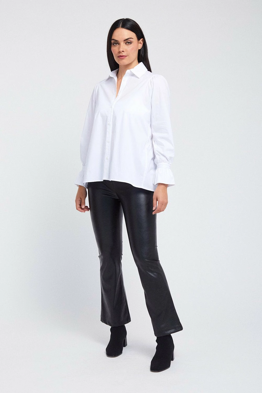 PEACE OF CLOTH Tops Madrid Pleated Sleeve & Cuff Opening White Shirt With Flounce Back 4 PEACE OF CLOTH Tops Madrid Pleated Sleeve & Cuff Opening White Shirt With Flounce Back