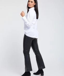 PEACE OF CLOTH Tops Madrid Pleated Sleeve & Cuff Opening White Shirt With Flounce Back