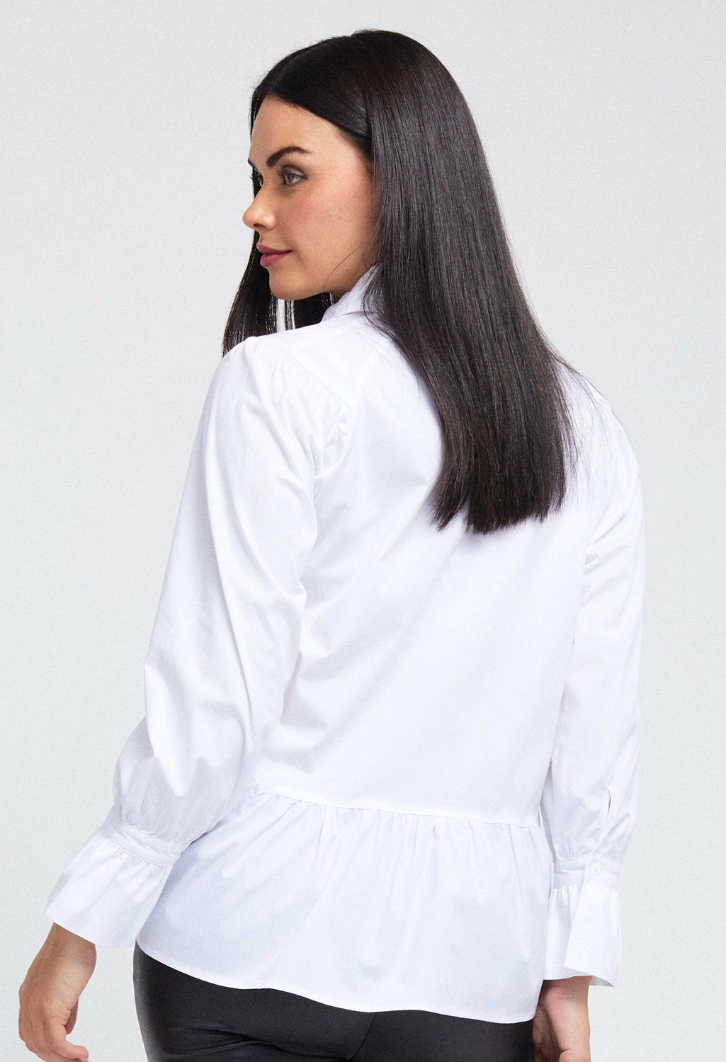 PEACE OF CLOTH Tops Madrid Pleated Sleeve & Cuff Opening White Shirt With Flounce Back 2 PEACE OF CLOTH Tops Madrid Pleated Sleeve & Cuff Opening White Shirt With Flounce Back
