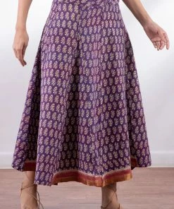 Mieko Mintz Vintage Cotton Kantha Paneled Flare Skirt Mieko Mintz