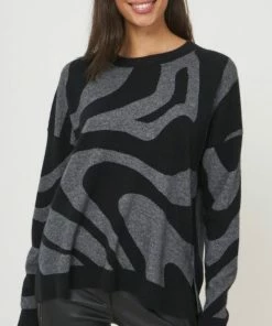 REPEAT CASHMERE Sweaters Gray & Black Cashmere Sweater