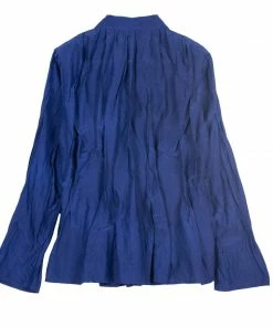 Mieko Mintz Tops Dyed Cotton Silk Voile Wavy Kantha Tucked Shirt