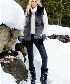 Fabulous Furs Graphite Mink Faux Fur Vest Vests
