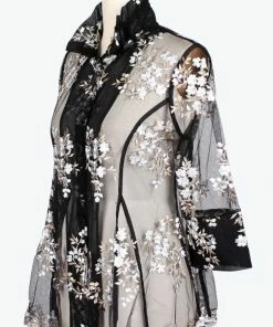 DAMEE Flower Embroidery Flare Jacket