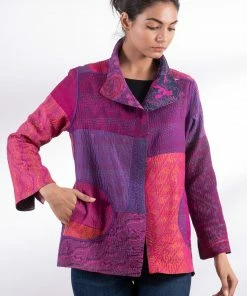 Mieko Mintz Jaquard Silk Kantha Short Jacket