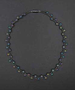 SEALILLY Braided Piano Wire Necklace With Geode Stones