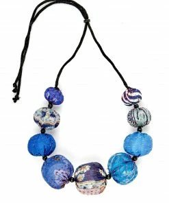 Mieko Mintz Accessories Vintage Silk Kantha Nuts Short Necklace
