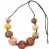 Mieko Mintz Accessories Vintage Silk Kantha Nuts Short Necklace