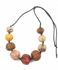 Mieko Mintz Accessories Vintage Silk Kantha Nuts Short Necklace