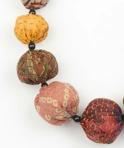 Mieko Mintz Accessories Vintage Silk Kantha Nuts Short Necklace