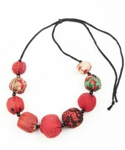 Mieko Mintz Accessories Vintage Silk Kantha Nuts Short Necklace
