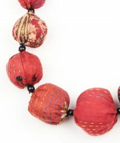 Mieko Mintz Accessories Vintage Silk Kantha Nuts Short Necklace